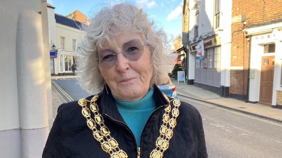 Mayor of Beccles Christine Wheeler in her mayoral chains, in Beccles