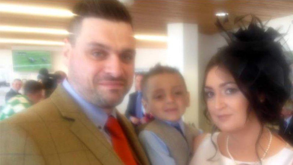 Carl Lowery, Bradley Lowery and Gemma Lowery at Aintree