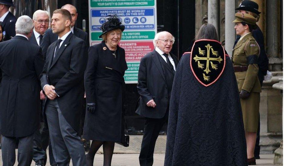 Irish President Michael D Higgins and his wife, Sabina, arriving at Westminster Abbey