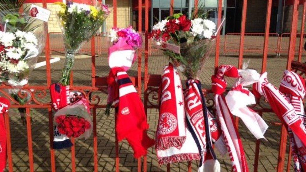 Tributes at the stadium