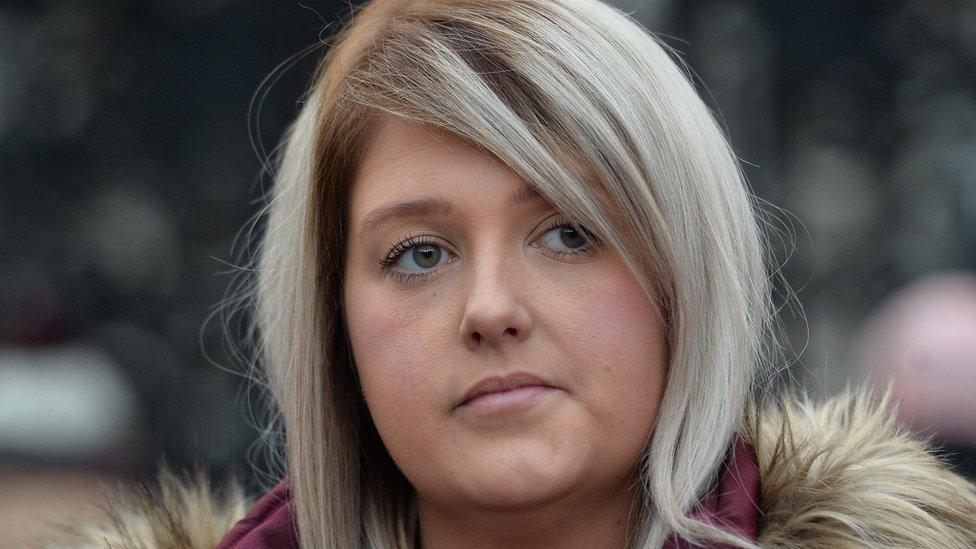 Sarah Ewart arriving at Belfast High Court court on Thursday