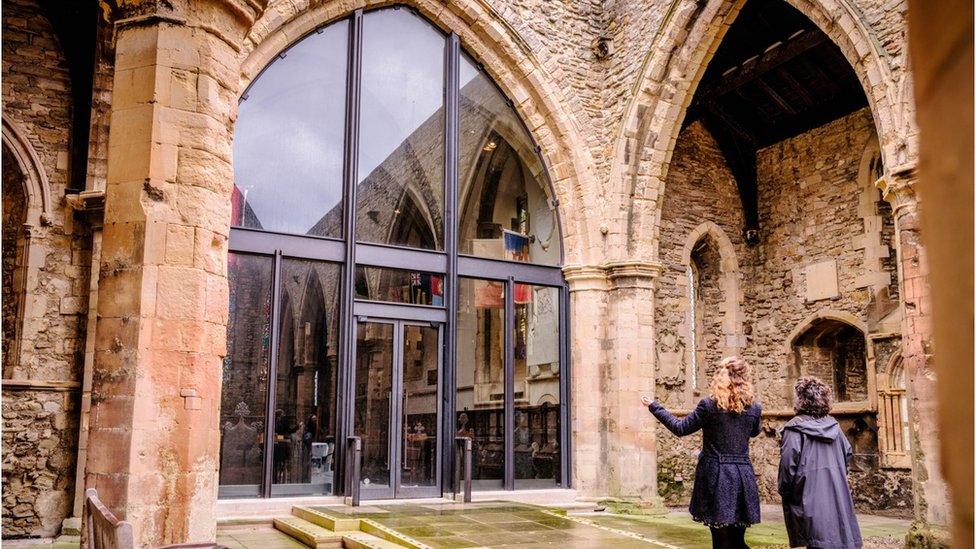 Glass partition at Royal Garrison Church in Portsmouth