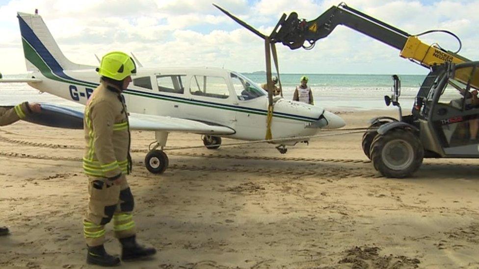 A crane was used to remove the aircraft from the water