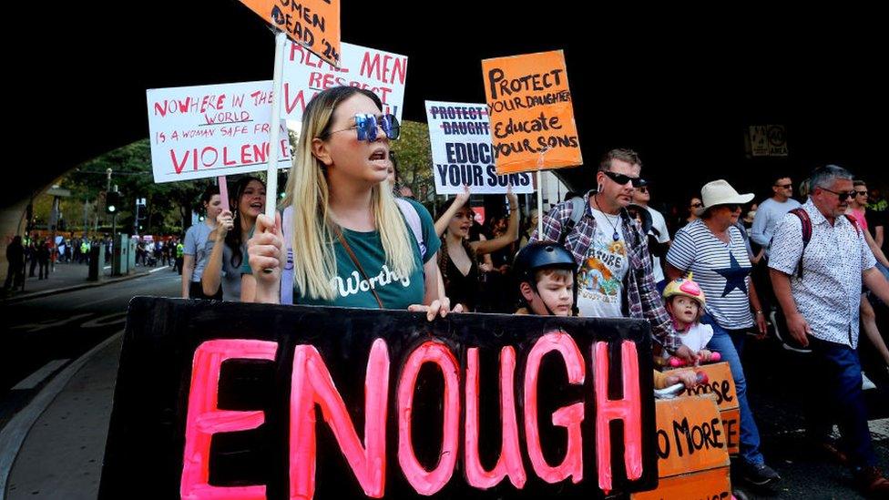 Protestors in Australia