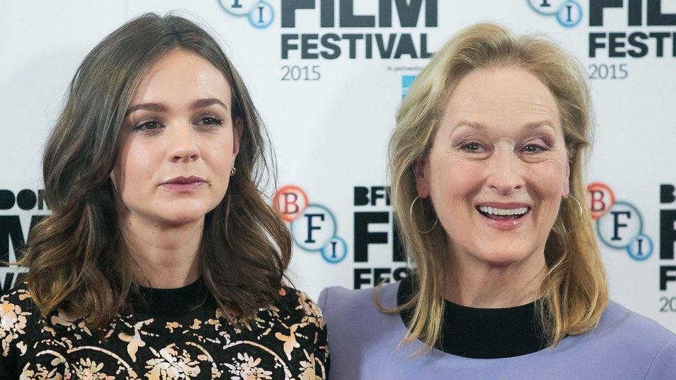 Carey Mulligan (left) and Meryl Streep at a photocall for their new film, Suffragette, at The Lanesborough Hotel, in London