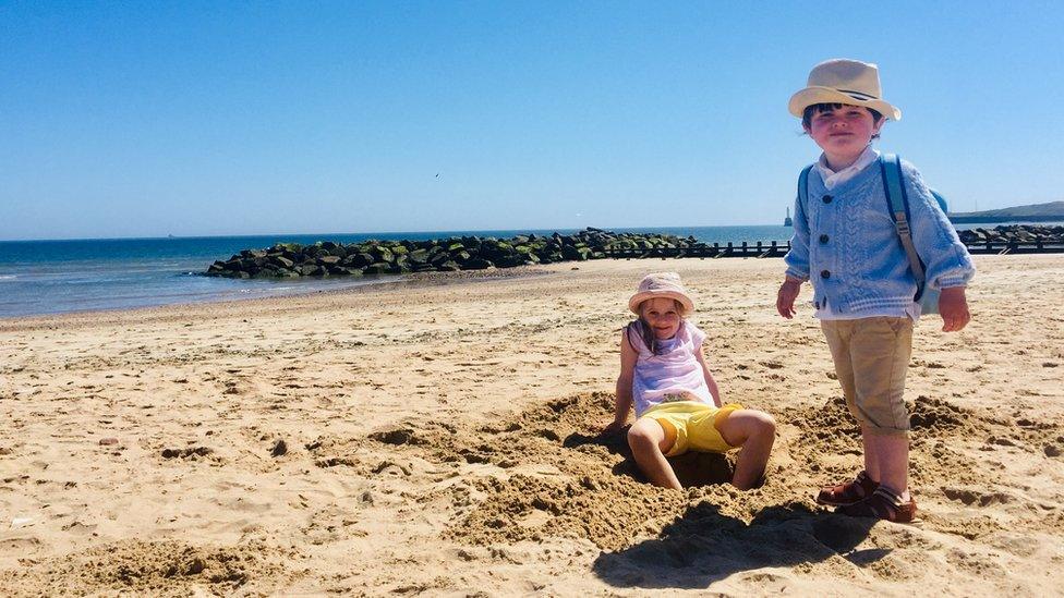 Children on Aberdeen beach