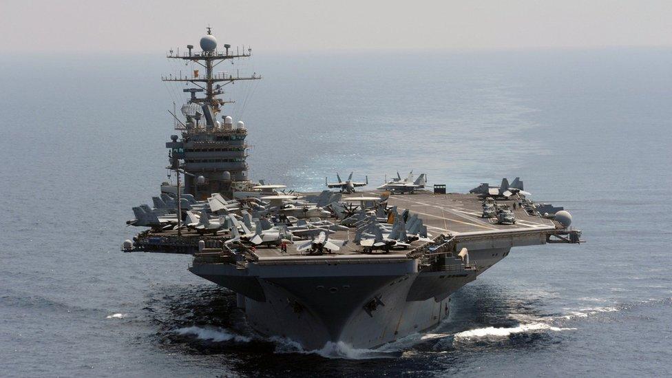 In this photo taken on Jan 18, 2012 and released by U.S. Navy, its aircraft carrier USS Abraham Lincoln transits the Indian Ocean