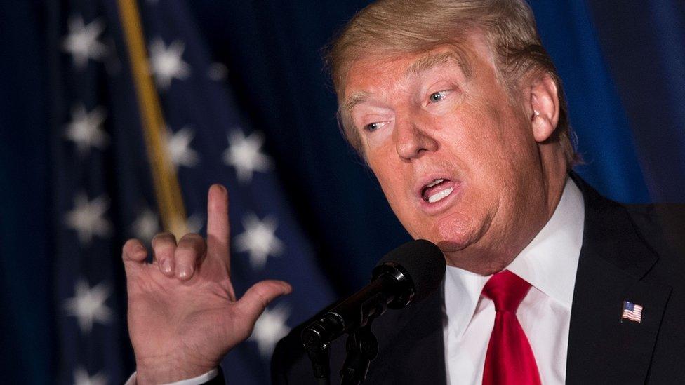 Republican presidential candidate Donald Trump delivers a foreign policy speech at the Mayflower Hotel April 27, 2016 in Washington, DC