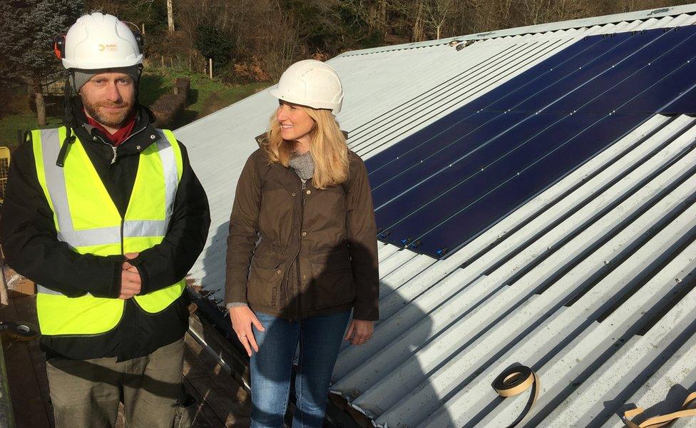 Ben Ingham and Jo installing solar on the farm