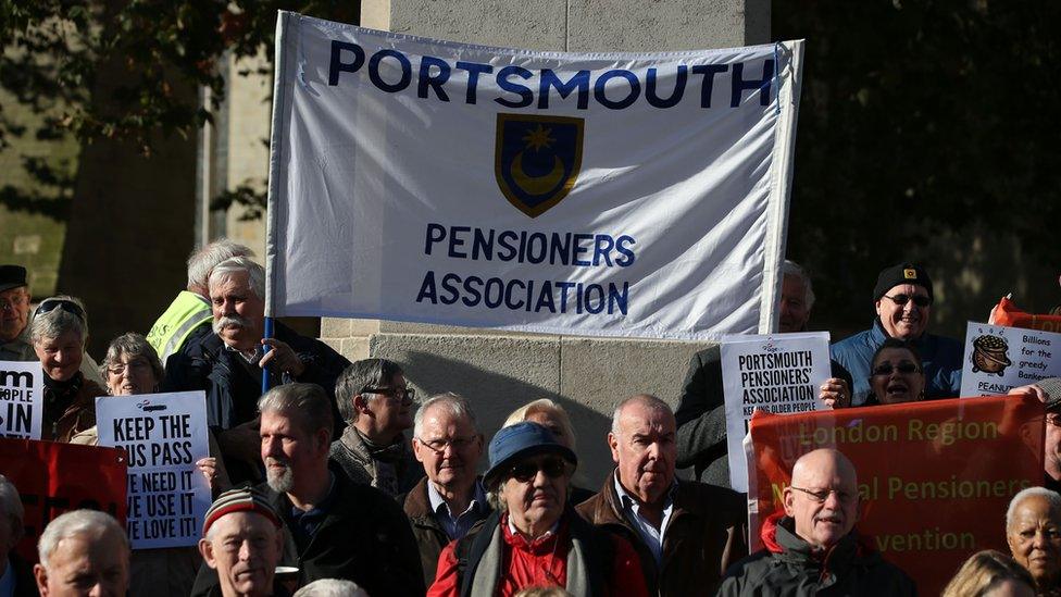 pensioners demonstrate