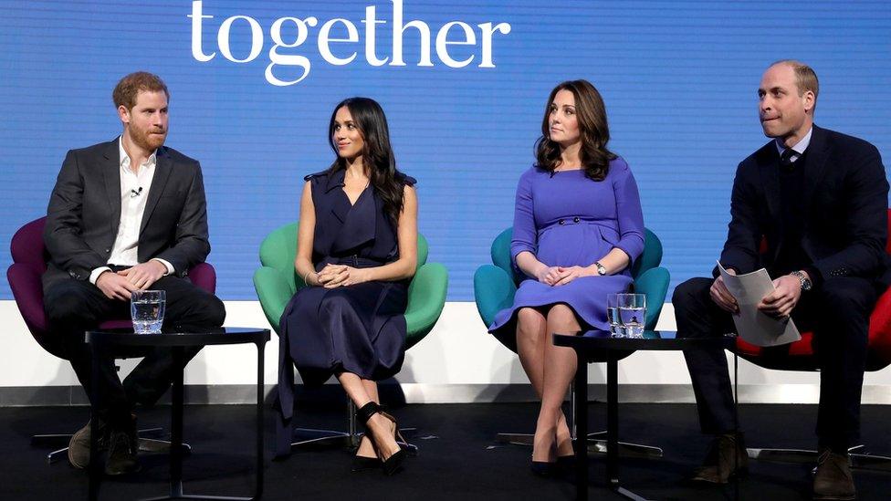 The Duke and Duchess of Cambridge, Prince Harry and Meghan Markle