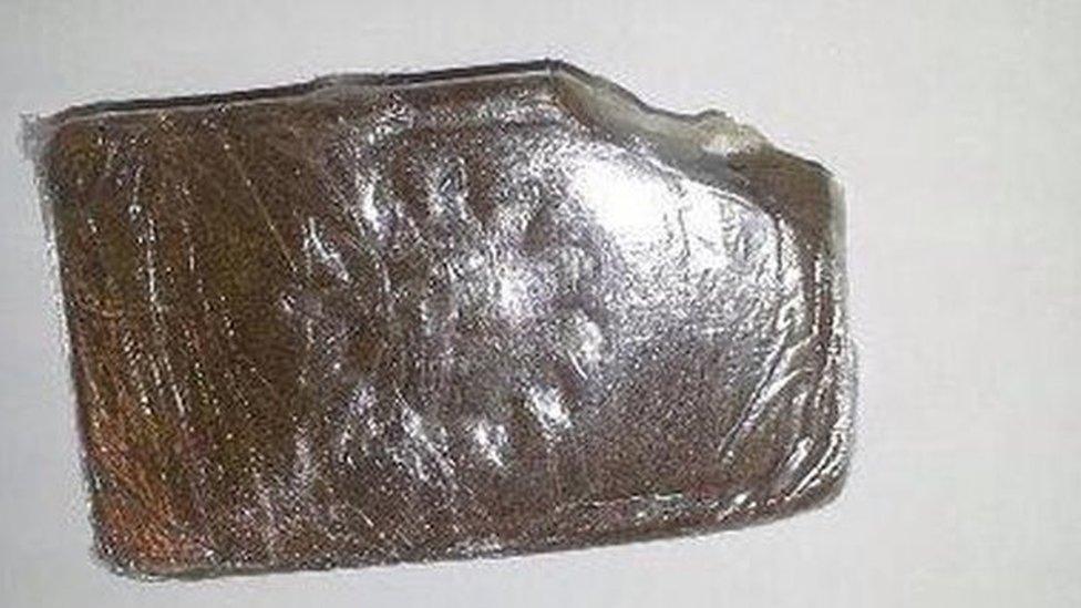 Picture of the lump of hashish found in Norway