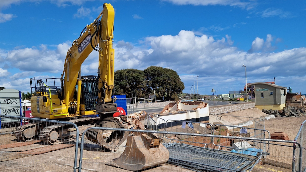 The remains of the demolished coastwatch building