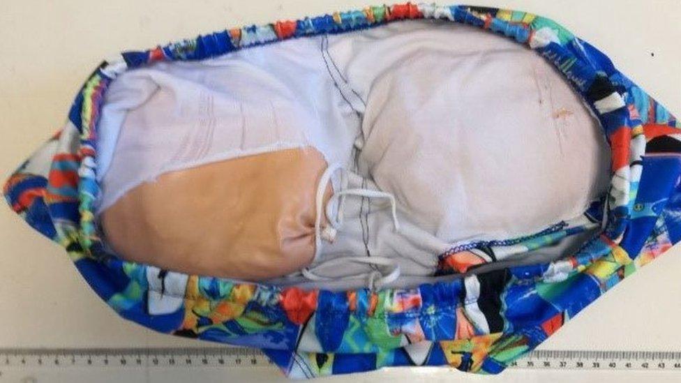 Picture shows the drug hidden in the suspect's underwear