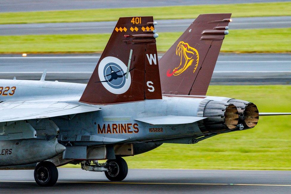 F/A-18 in the colours of the VMFA 323 death rattlers