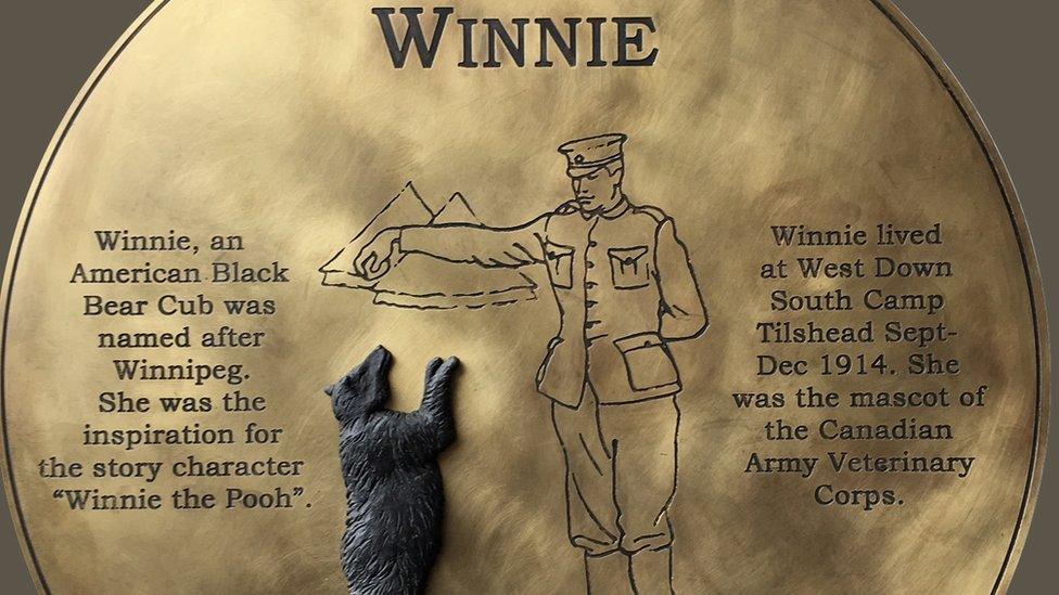 Plaque of Winnie the bear