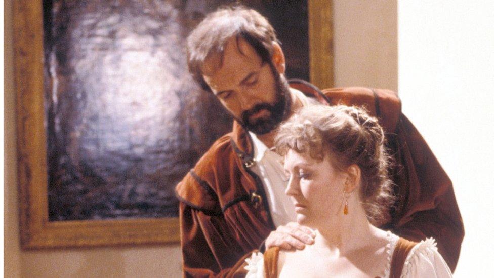 Sarah Badel and John Cleese in the Taming of the Shrew.