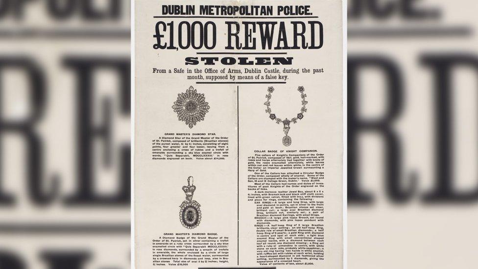 Reward poster for the Irish Crown Jewels