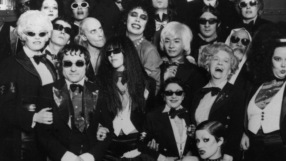 The original cast of "The Rocky Horror Picture Show" in 1975