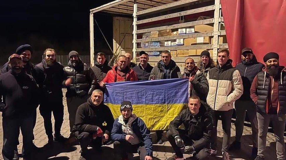 The group from the UK with Ukrainians in Poland