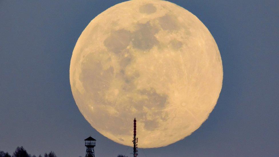 A view of the supermoon in Budapest, Hungary