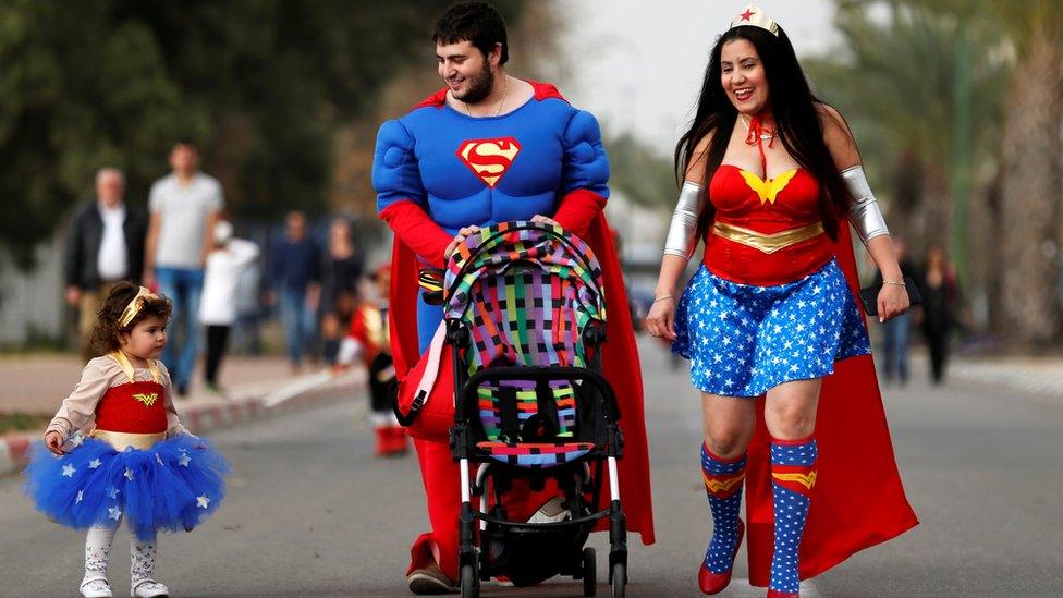 People in Israel dress up for Purim