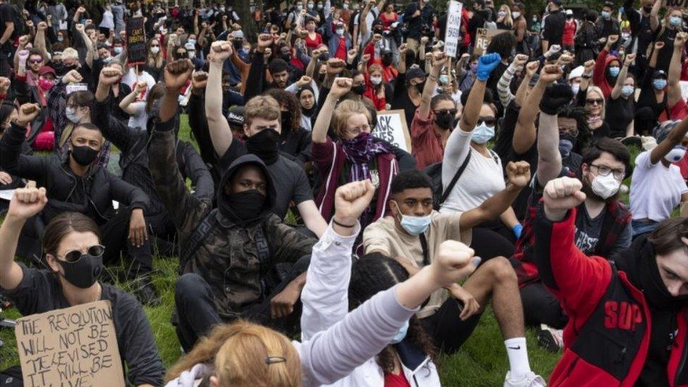 Demonstration in London calling for justice for George Floyd