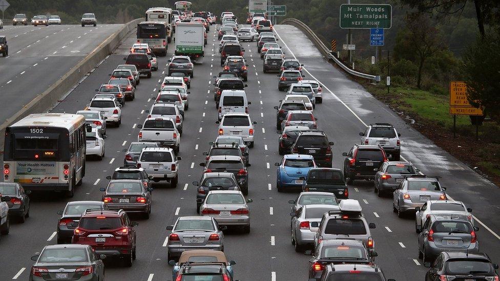 Traffic jam in California