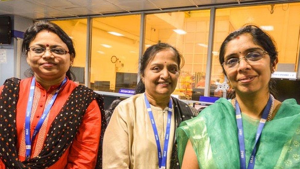 From left: Ritu Karidhal, Anuradha TK and Nandini Harinath