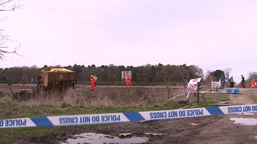 Scene of train and tractor crash