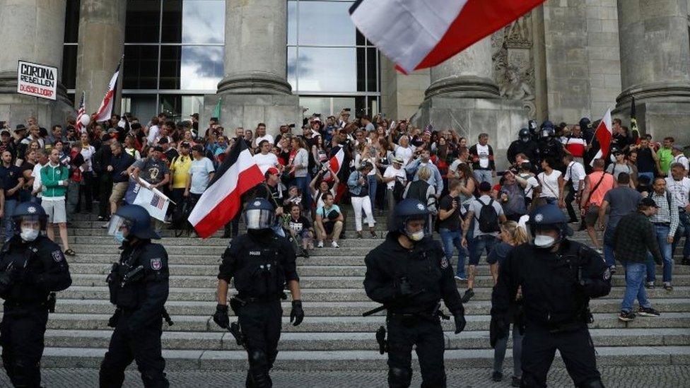 Some protesters broke through to the Reichstag before being dispersed