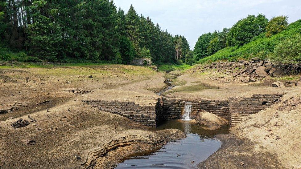 Low water levels in Thruscross Reservoir