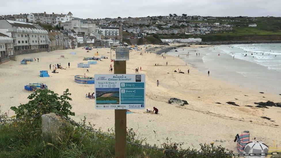 CoastSnap Station at Porthmeor beach