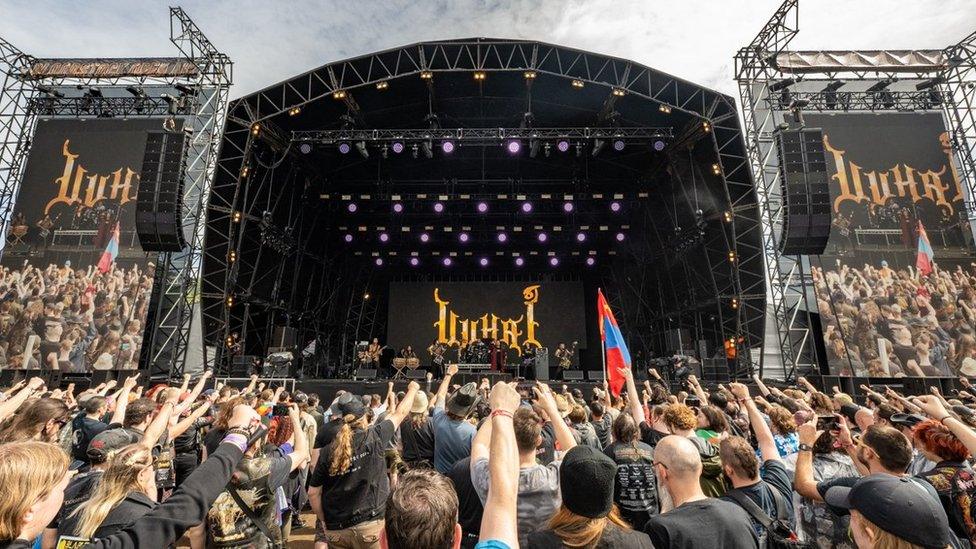 Mongolian throat singing band Uuhai performed on the main stage