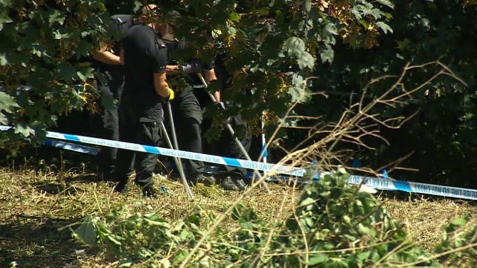 Search at cemetery