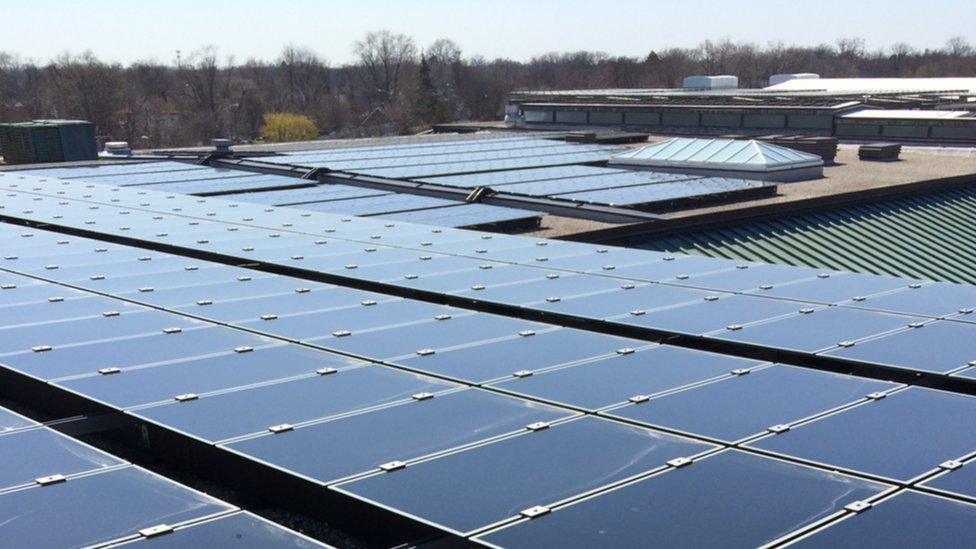 Solar panels covering the roof of Museum of Art, Toledo