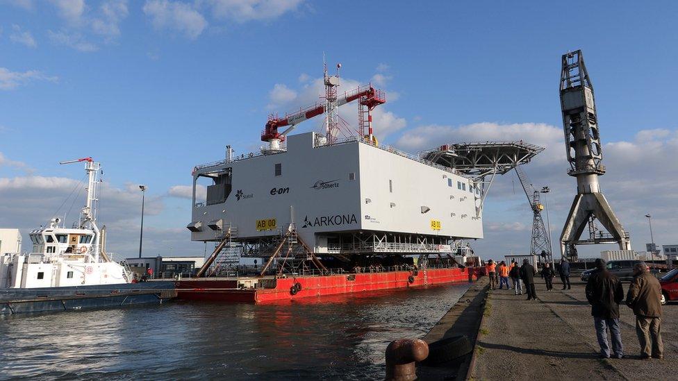 Windfarm substation leaving Saint Nazaire port