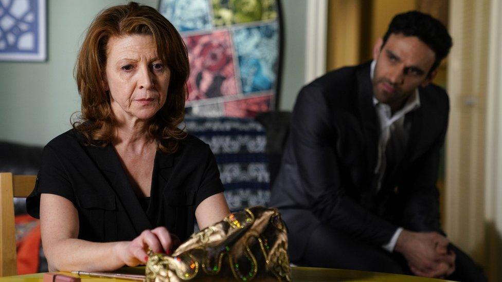 Carmel Kazemi (Bonnie Langford) and Kush Kazemi (Davood Ghadami)