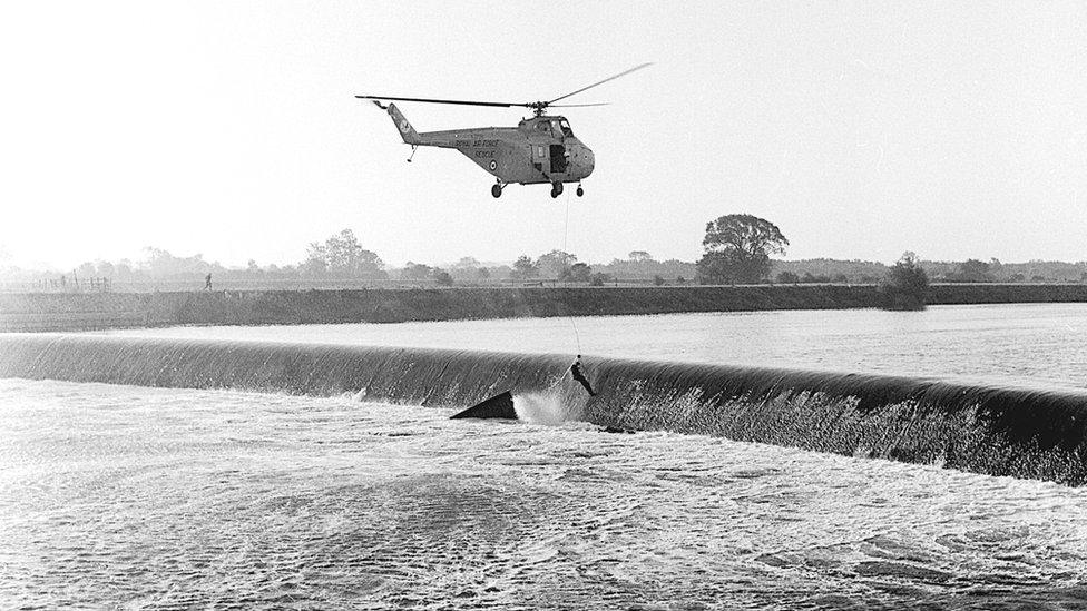 RAF helicopter at Cromwell Weir