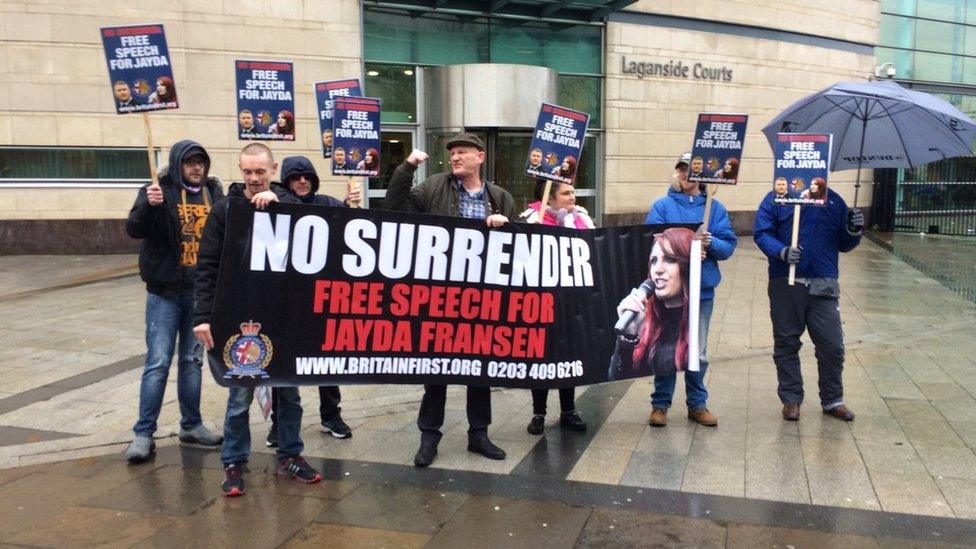 Britain First protest outside court