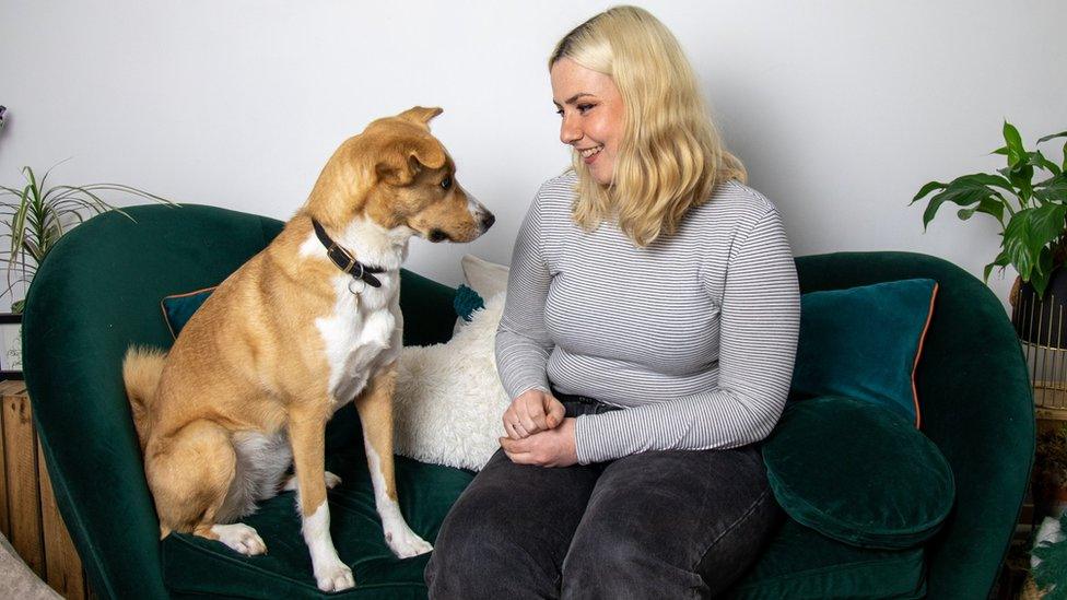 Esme Buxton with her dog rescue Arlo