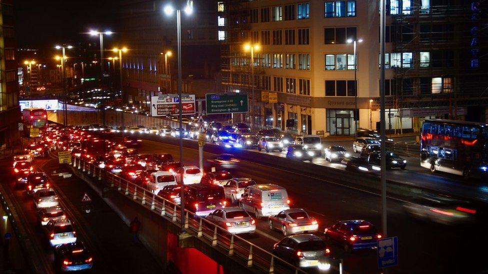 Congestion on the A38 in Birmingham city centre