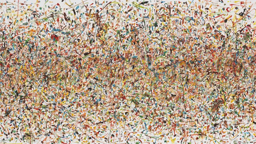 Dan Colen's This Isn't So Dark chewing gum canvas.