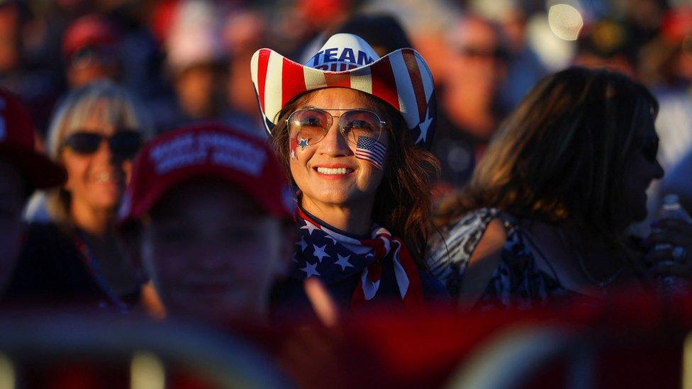 A Donald Trump supporter at a rally in Mesa, Arizona, 9 October 2022