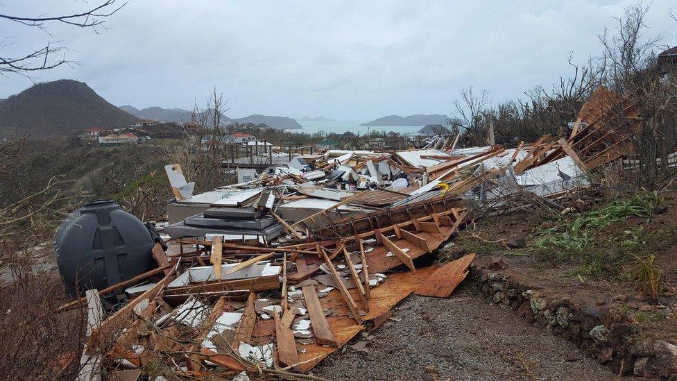 A destroyed house on the French administered territory of Saint Barthelemy, after the passage of Hurricane Irma. 7 Sept 2017