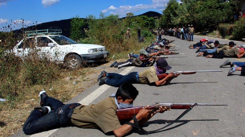 Children who have been recruited as soldiers in Mexico