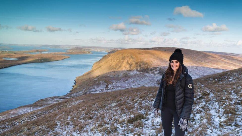 Leah on Clift Hill in Shetland