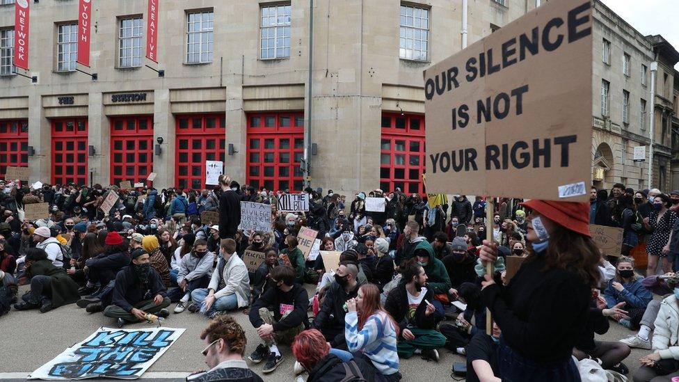 The protest began peacefully before later turning violent