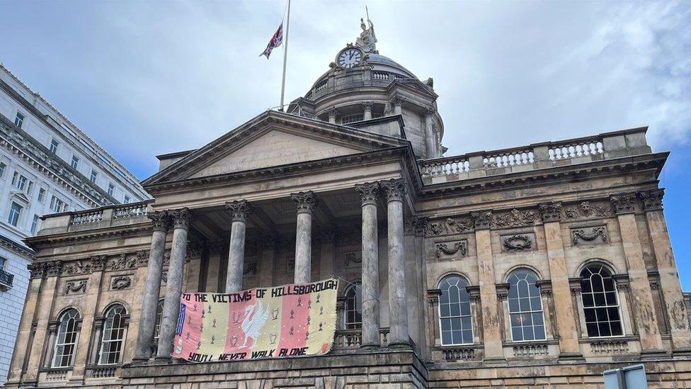 Flag at half mast at Liverpool Town Hall