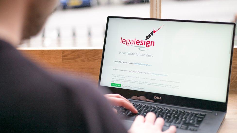 Legalesign page on laptop